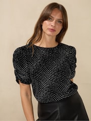 Ro&Zo Sparkle Velvet Black Top - Image 1 of 6
