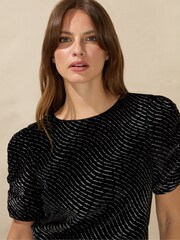 Ro&Zo Sparkle Velvet Black Top - Image 4 of 6