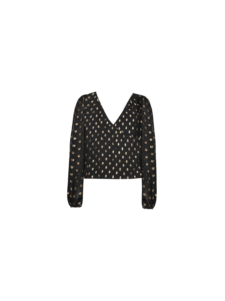Ro&Zo Small Circle Foil Keyhole Black Top - Image 4 of 4