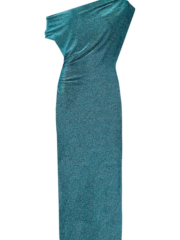 Ro&Zo Blue Sparkle Jersey One Shoulder Midi Dress - Image 4 of 4