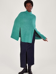 Monsoon Green Ribbed Poncho - Image 1 of 5