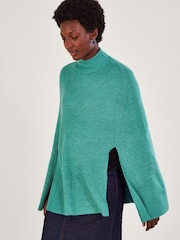 Monsoon Green Ribbed Poncho - Image 4 of 5