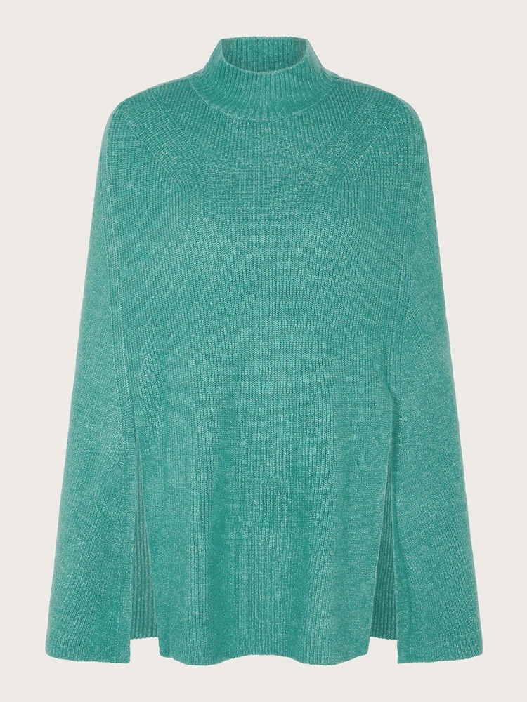 Monsoon Green Ribbed Poncho - Image 5 of 5