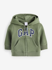 Gap Khaki Green Logo Zip Up Hoodie (12mths-5yrs) - Image 1 of 1