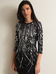 Phase Eight Black Nikki Sequin Mini Dress - Image 1 of 5
