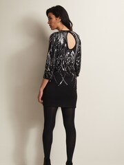 Phase Eight Black Nikki Sequin Mini Dress - Image 2 of 5