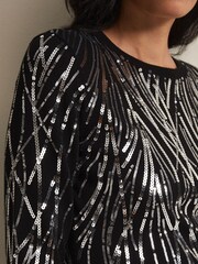 Phase Eight Black Nikki Sequin Mini Dress - Image 5 of 5