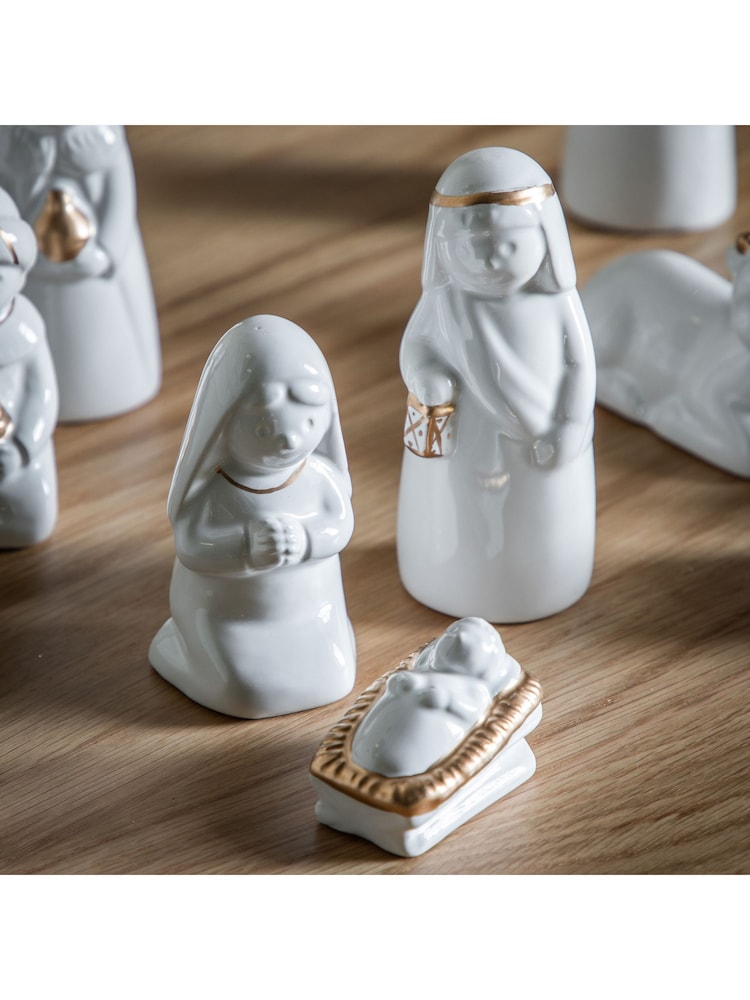 Gallery Home White Christmas Nativity Scene (Set of 11) 130x300x110mm - Image 2 of 4