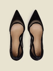 Sosandar Black Maya Suede Stiletto Court Shoe With Mesh Detail - Image 3 of 3