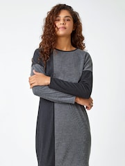 Roman Grey Colour Block Knitted Jumper Dress - Image 1 of 6