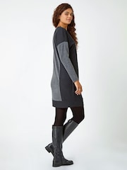 Roman Grey Colour Block Knitted Jumper Dress - Image 3 of 6