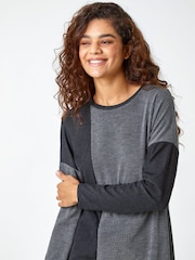 Roman Grey Colour Block Knitted Jumper Dress - Image 5 of 6