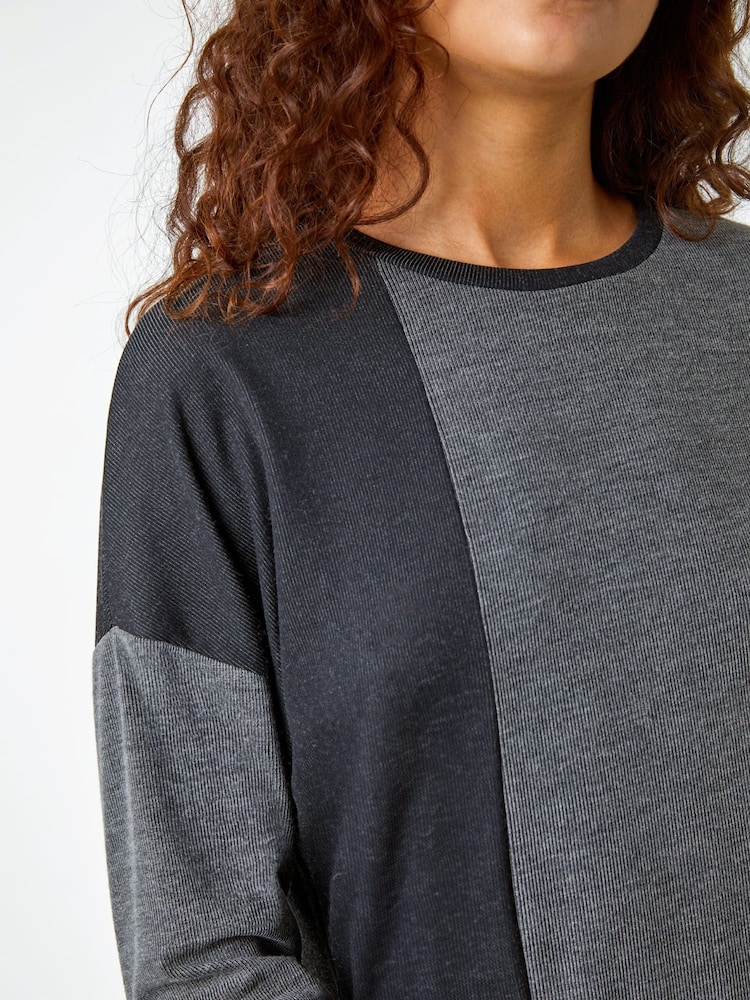 Roman Grey Colour Block Knitted Jumper Dress - Image 6 of 6