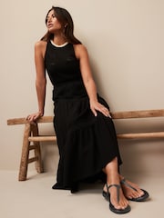 Black Forever Comfort® Leather Toe Thong Sandals - Image 2 of 9