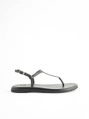 Black Forever Comfort® Leather Toe Thong Sandals - Image 5 of 9