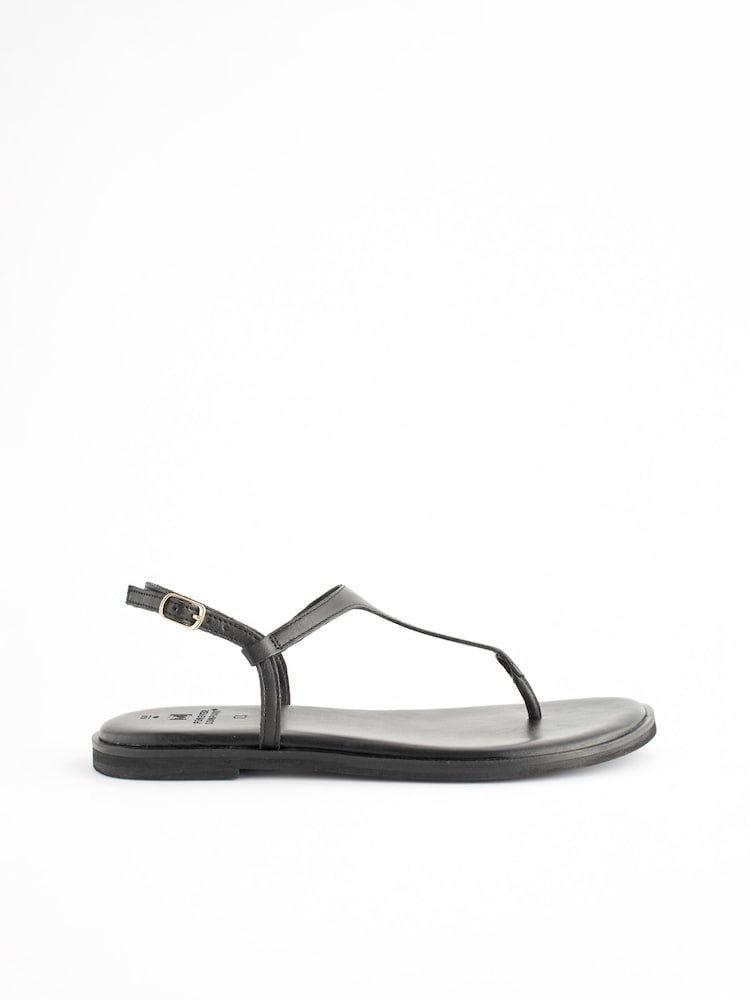 Black Forever Comfort® Leather Toe Thong Sandals - Image 5 of 9