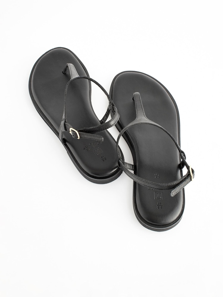 Black Forever Comfort® Leather Toe Thong Sandals - Image 6 of 9