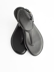 Black Forever Comfort® Leather Toe Thong Sandals - Image 7 of 9