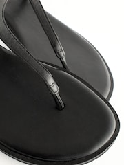 Black Forever Comfort® Leather Toe Thong Sandals - Image 8 of 9