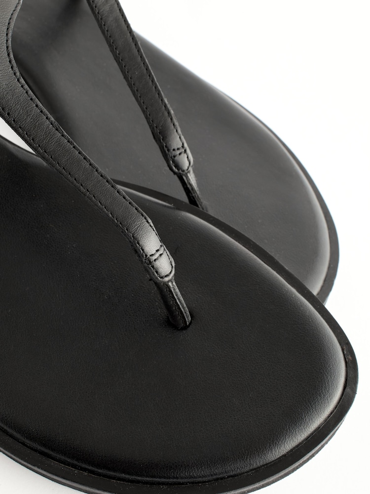 Black Forever Comfort® Leather Toe Thong Sandals - Image 8 of 9