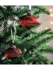 Gallery Home Brown Christmas Ashfield Onion Baubles (Set of 6) 100x100x100mm - Image 1 of 4