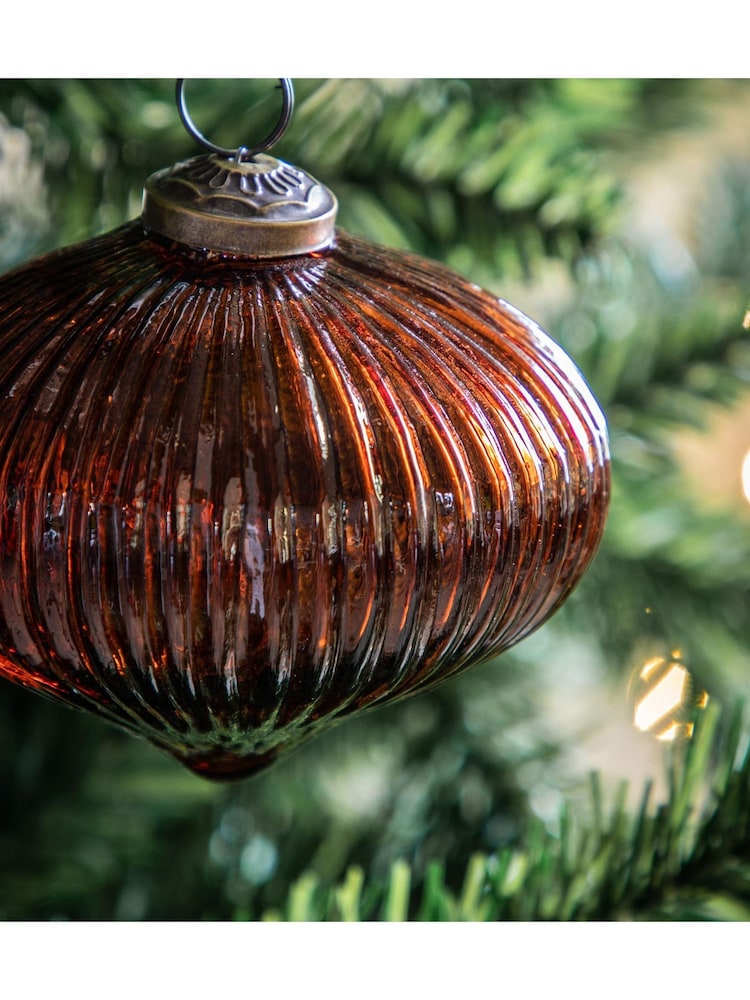 Gallery Home Brown Christmas Ashfield Onion Baubles (Set of 6) 100x100x100mm - Image 2 of 4