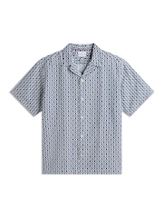 Tommy Hilfiger Blue Plus Regular Linen Blend Print Short Sleeve Shirt - Image 5 of 5