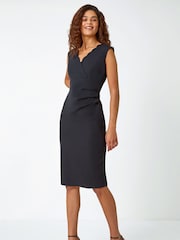 Roman Black Scallop Edge Fitted Shift Dress - Image 2 of 5