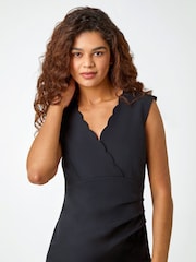 Roman Black Scallop Edge Fitted Shift Dress - Image 4 of 5
