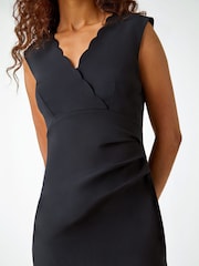 Roman Black Scallop Edge Fitted Shift Dress - Image 5 of 5