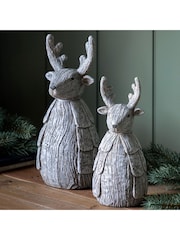 Gallery Home Grey Large Christmas Rustic Reindeer 140x130x330mm - Image 1 of 4