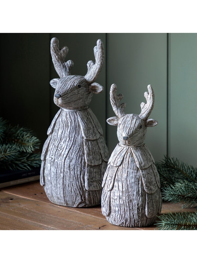 Gallery Home Grey Large Christmas Rustic Reindeer 140x130x330mm - Image 1 of 4