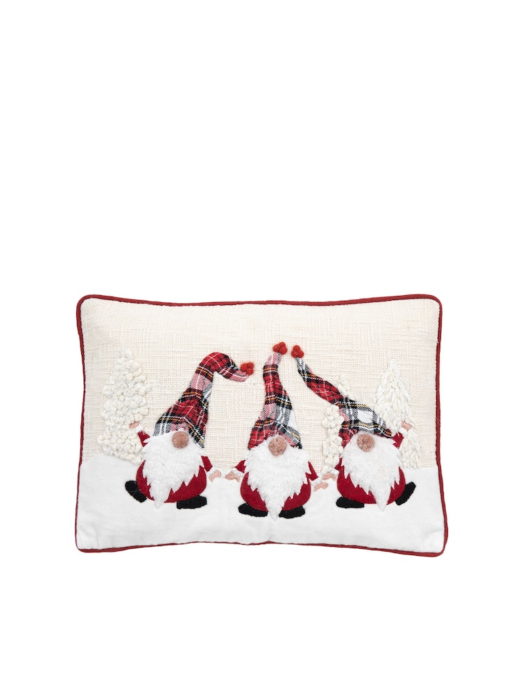 Gallery Home White Christmas Gonks 100% Cotton Cushion Cover 35x50cm - Image 2 of 3