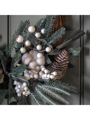 Gallery Home Green Christmas Mixed Pine & Cotton Wreath 450x120x450mm - Image 2 of 3