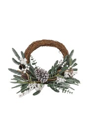 Gallery Home Green Christmas Mixed Pine & Cotton Wreath 450x120x450mm - Image 3 of 3