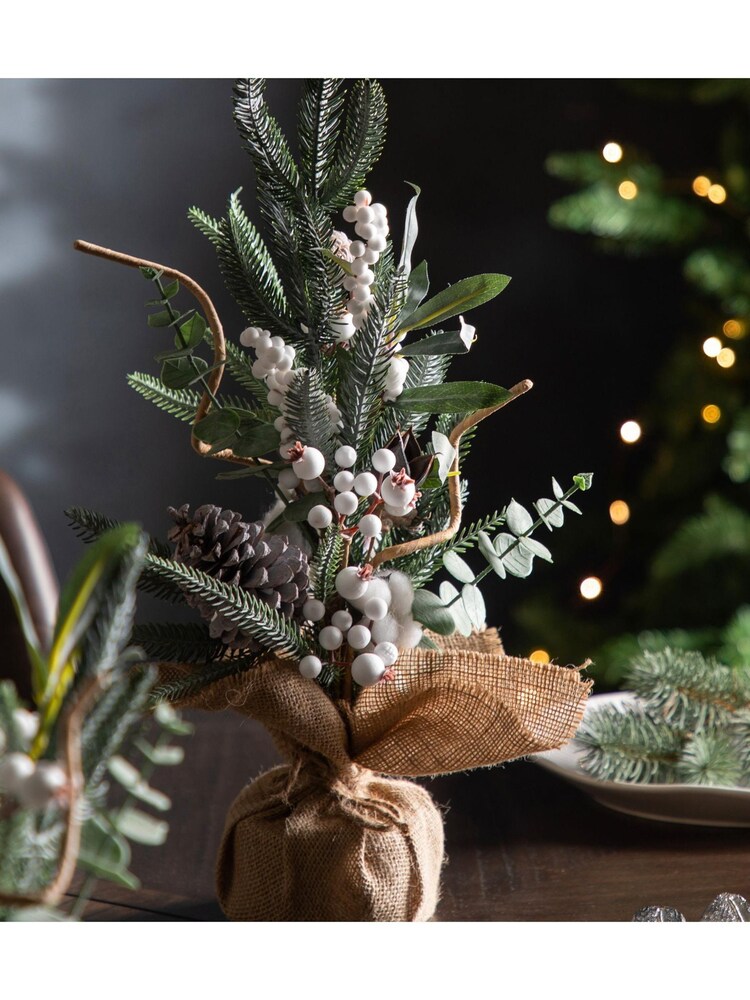 Gallery Home Green Mixed Pine & Cotton Christmas Tree 240x240x500mm - Image 1 of 4