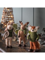 Gallery Home Brown Woodland Trio Christmas Decorations (Set of 3) 90x100x155mm - Image 1 of 4