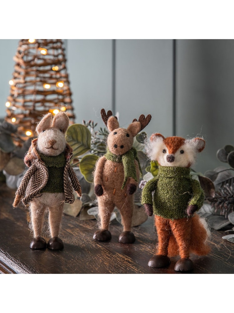 Gallery Home Brown Woodland Trio Christmas Decorations (Set of 3) 90x100x155mm - Image 1 of 4