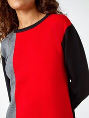 Roman Red Colour Block Knitted Jumper Dress - Image 5 of 5