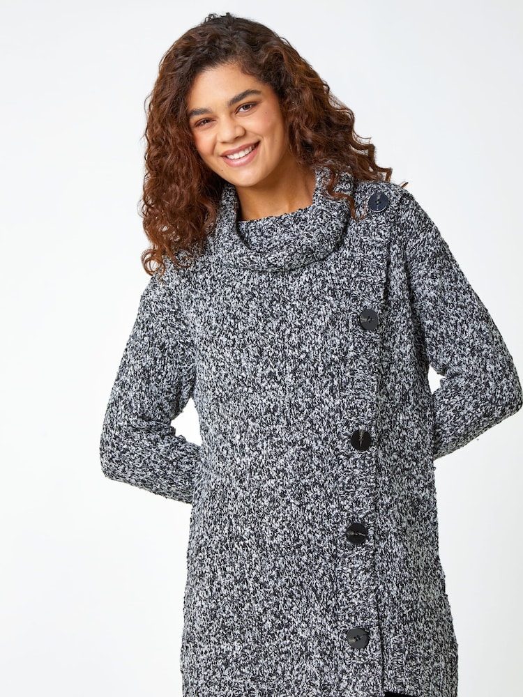 Roman Black Button Roll Neck Wrap Jumper - Image 1 of 5