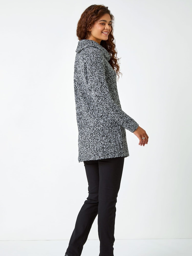 Roman Black Button Roll Neck Wrap Jumper - Image 2 of 5