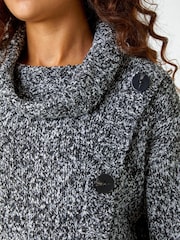 Roman Black Button Roll Neck Wrap Jumper - Image 5 of 5