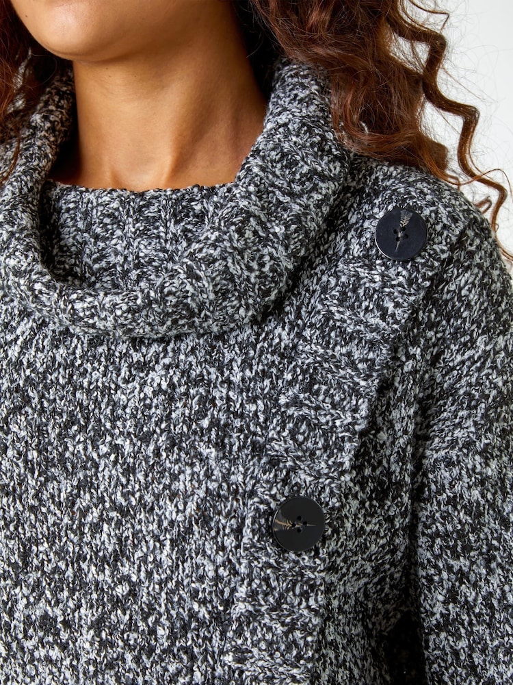 Roman Black Button Roll Neck Wrap Jumper - Image 5 of 5