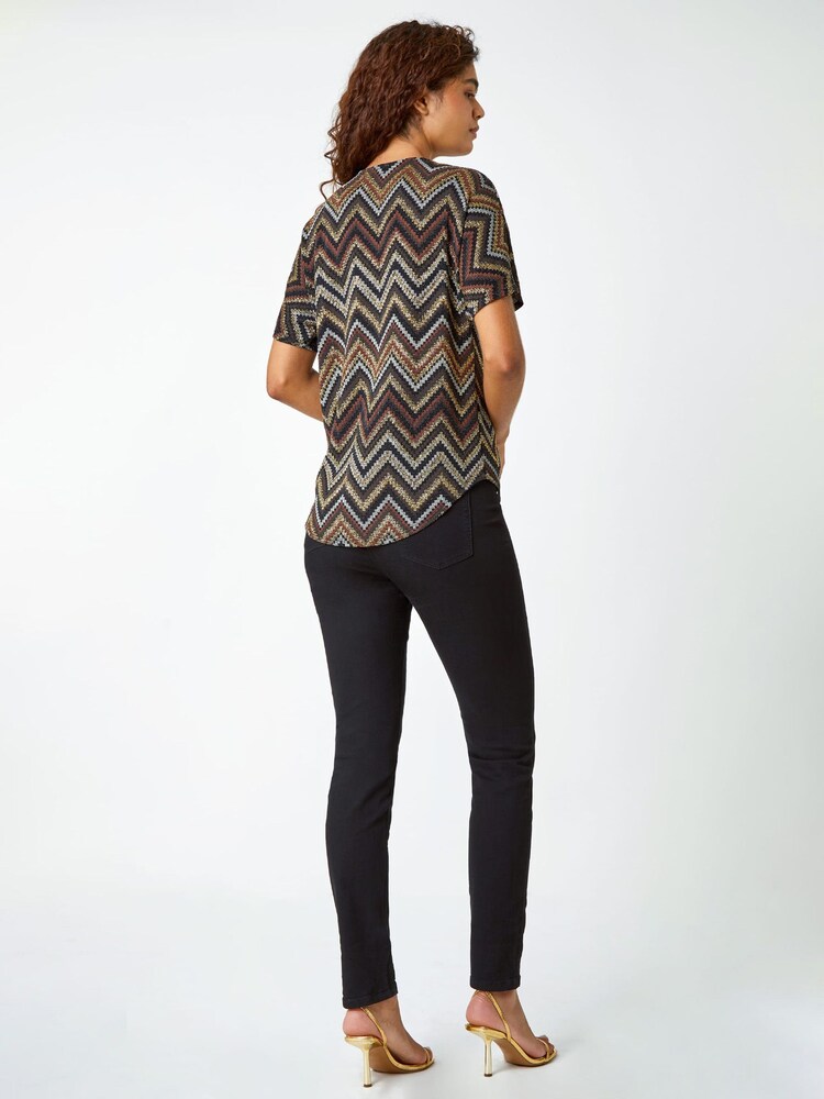 Roman Metallic Shimmer Zig Zag Zip Front Top - Image 2 of 5