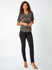 Roman Metallic Shimmer Zig Zag Zip Front Top - Image 3 of 5