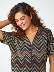 Roman Metallic Shimmer Zig Zag Zip Front Top - Image 4 of 5