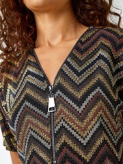 Roman Metallic Shimmer Zig Zag Zip Front Top - Image 5 of 5