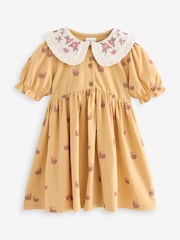 Ockergelb - Kurzarmkleid aus 100 % Baumwolle mit Kragen (3 M.–7 J.) - Bild 1 von 3