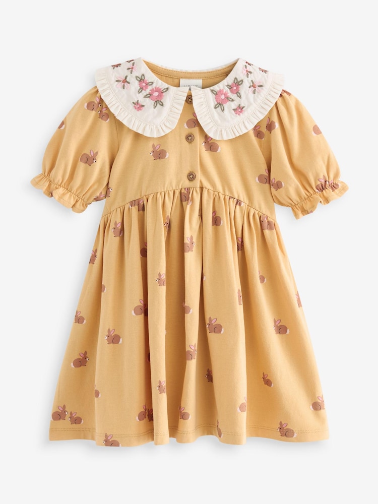Ockergelb - Kurzarmkleid aus 100 % Baumwolle mit Kragen (3 M.–7 J.) - Bild 1 von 3