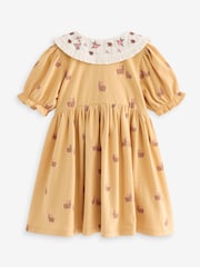 Ockergelb - Kurzarmkleid aus 100 % Baumwolle mit Kragen (3 M.–7 J.) - Bild 2 von 3
